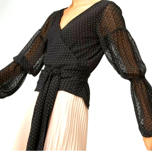 Club Monaco Marlana Polka Dot Wrap Blouse - Picture 2 of 5